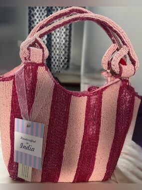 Viral T.J. Maxx / Marshalls Striped Beaded Tote Bag Condition: NWT
